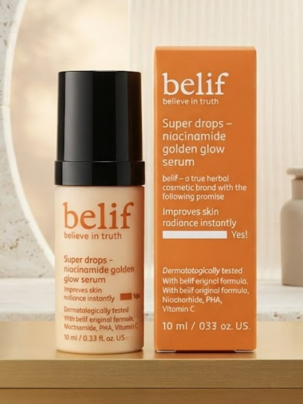 Belif Skincare Super Drops Niacinamide & Vitamin C Golden Glow Serum Travel Size